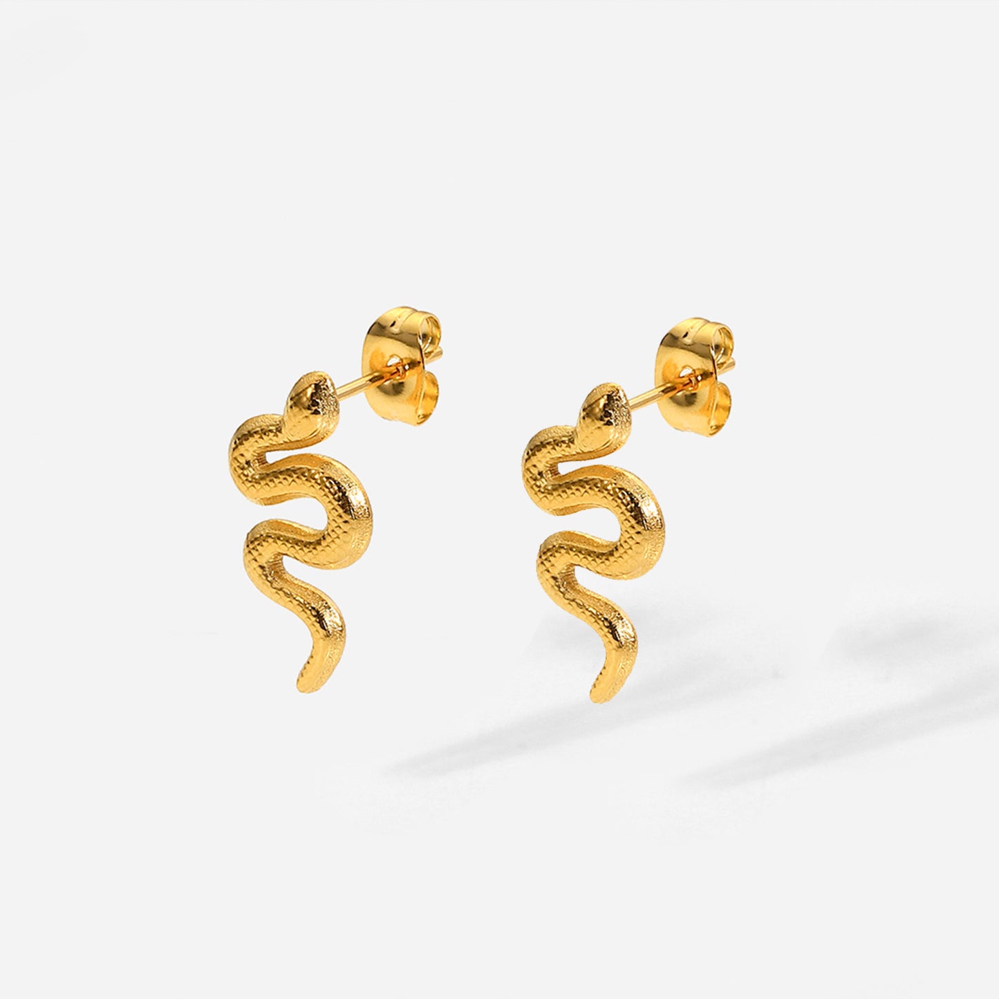 18K Gold Plated Twist Snake Stud Earrings