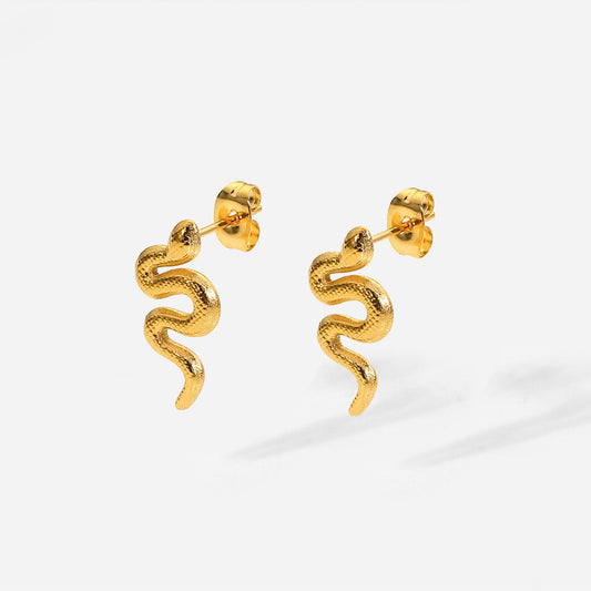 18K Gold Plated Twist Snake Stud Earrings