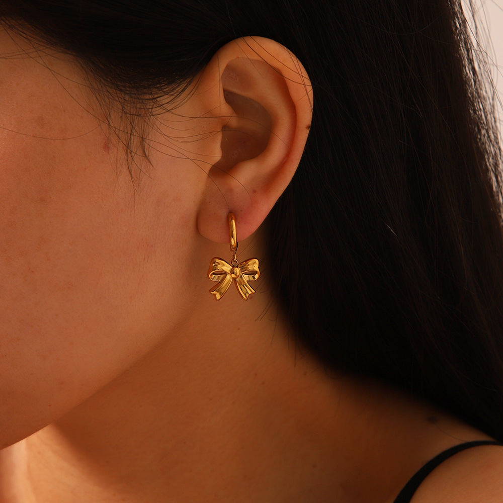 18K Gold Plated Bow Knot Hoop