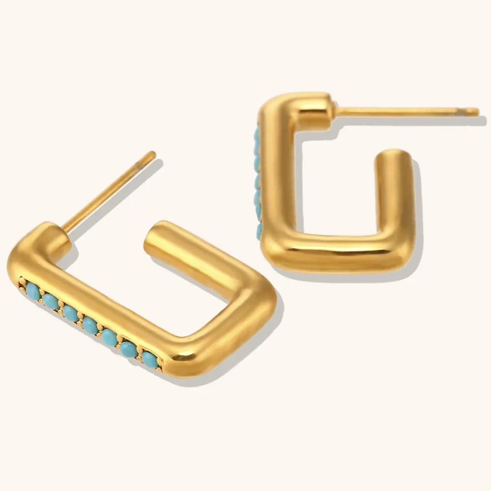 18K Gold Plated Turquoise Stone Earring