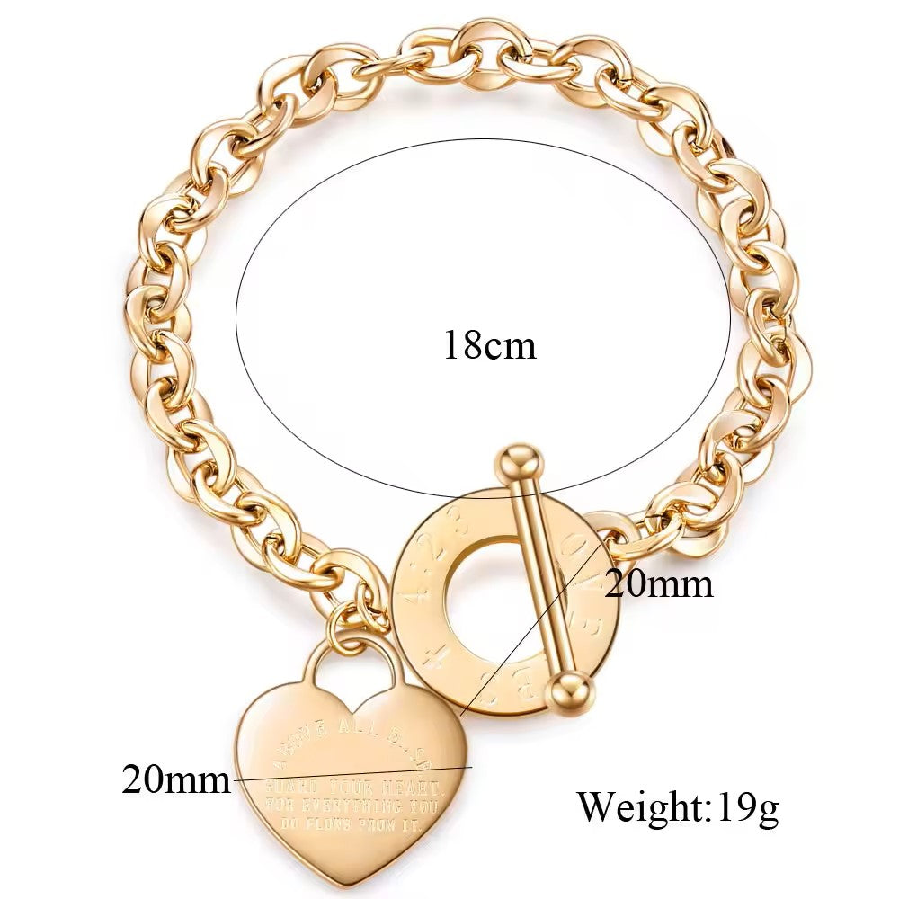 18K Gold Plated Heart Guard Bracelet