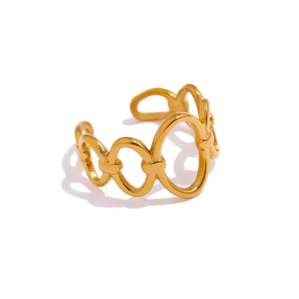 18K Gold Plated Oval Clasp Ring (Adjustable)