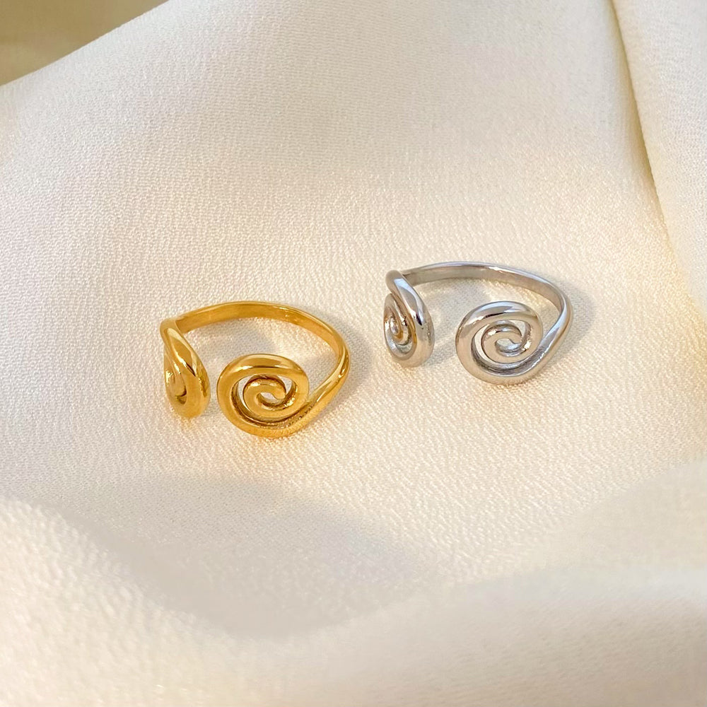 18K Gold Plated Double Spiral Open Ring (Adjustable)