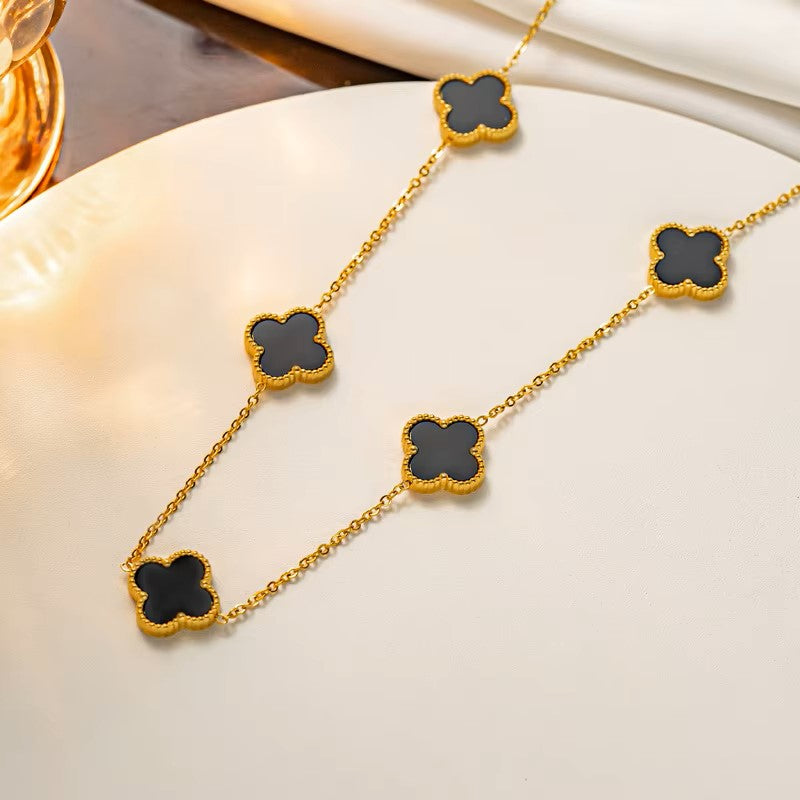18K Gold Plated Multi Pendant Clover Necklace