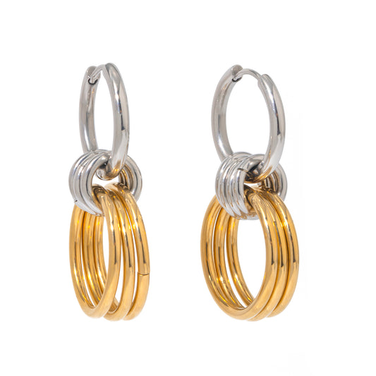 18K PVD Plated Two-Tone Hoop Earring