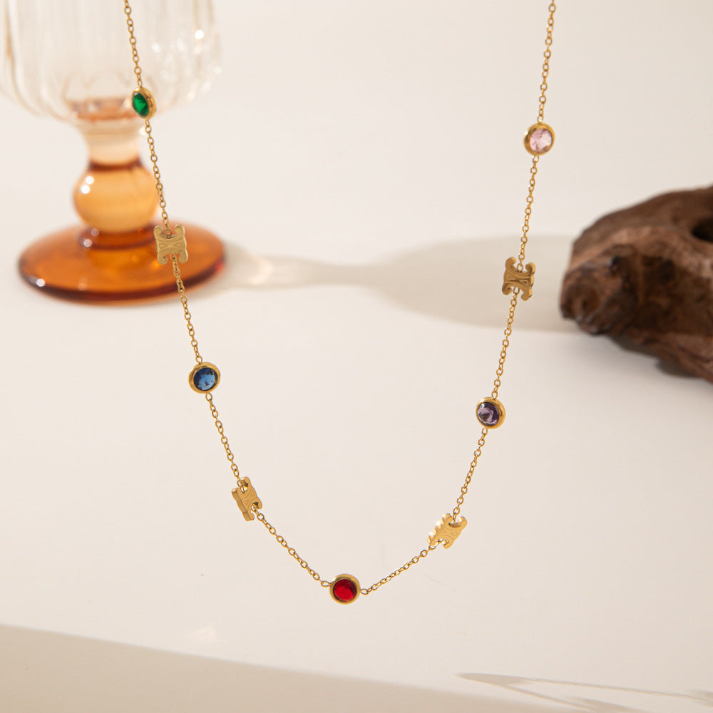 18K Gold Plated Double C Colour Necklace