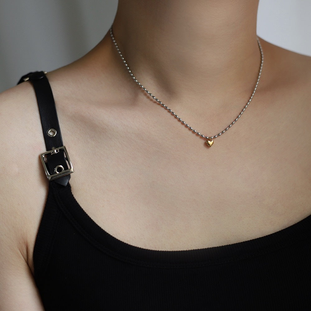 18K Gold Plated Two-Toned Heart Pendant Necklace