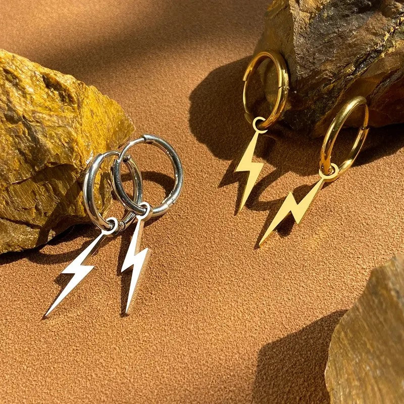 18K Gold Plated Lightning Charm Earring