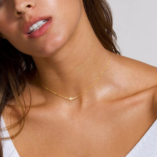 18K Gold Plated Super Dainty Cross Necklace