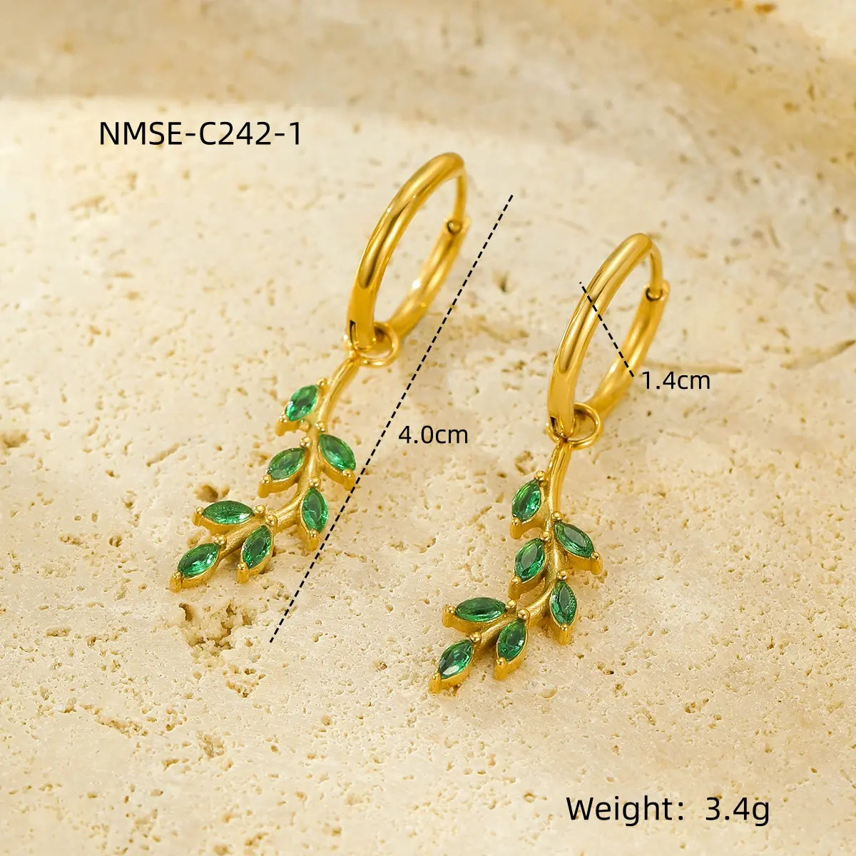 18K Gold Plated ZC Leaf Pendant Earrings