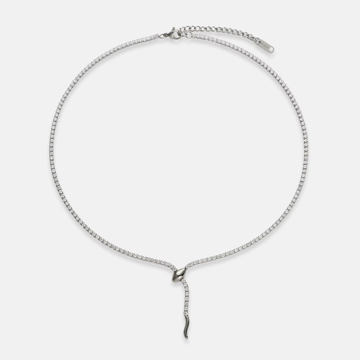 18K Gold Plated CZ Snake Tennis Necklace