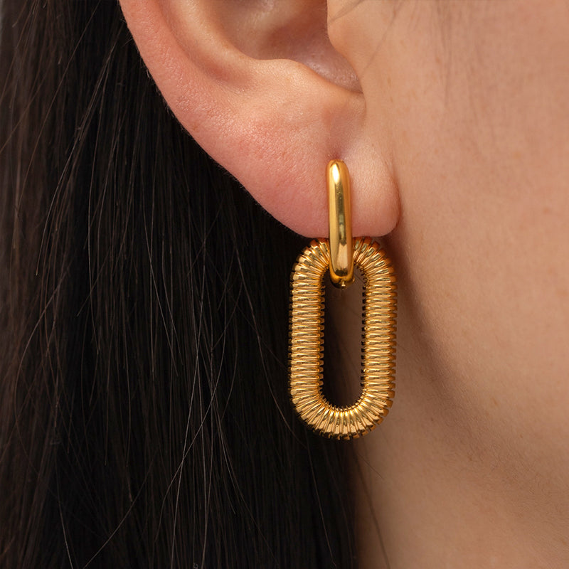18K Gold Plated Oval Double Hoop