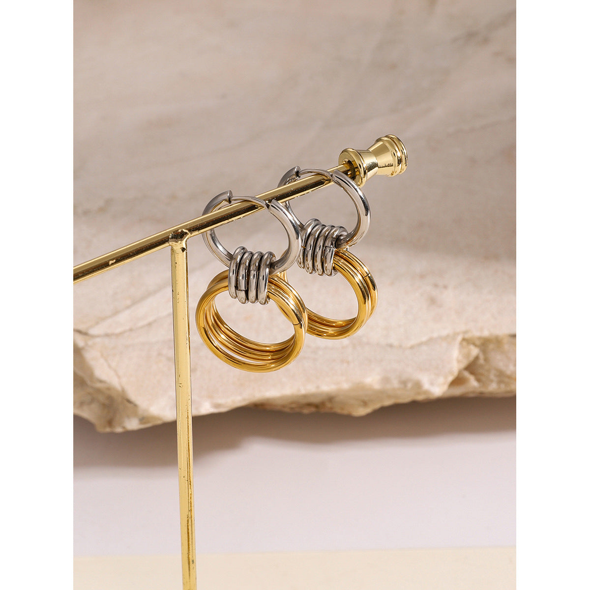 18K PVD Plated Two-Tone Hoop Earring