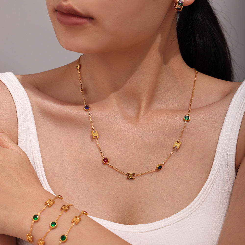 18K Gold Plated Double C Colour Necklace