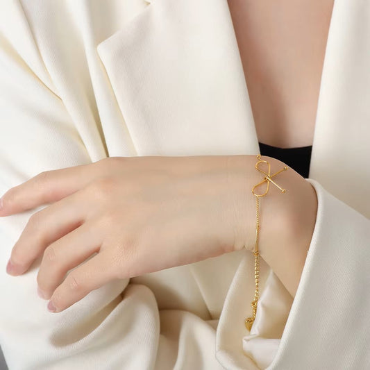 18K Gold Plated Clip Bow Bracelet
