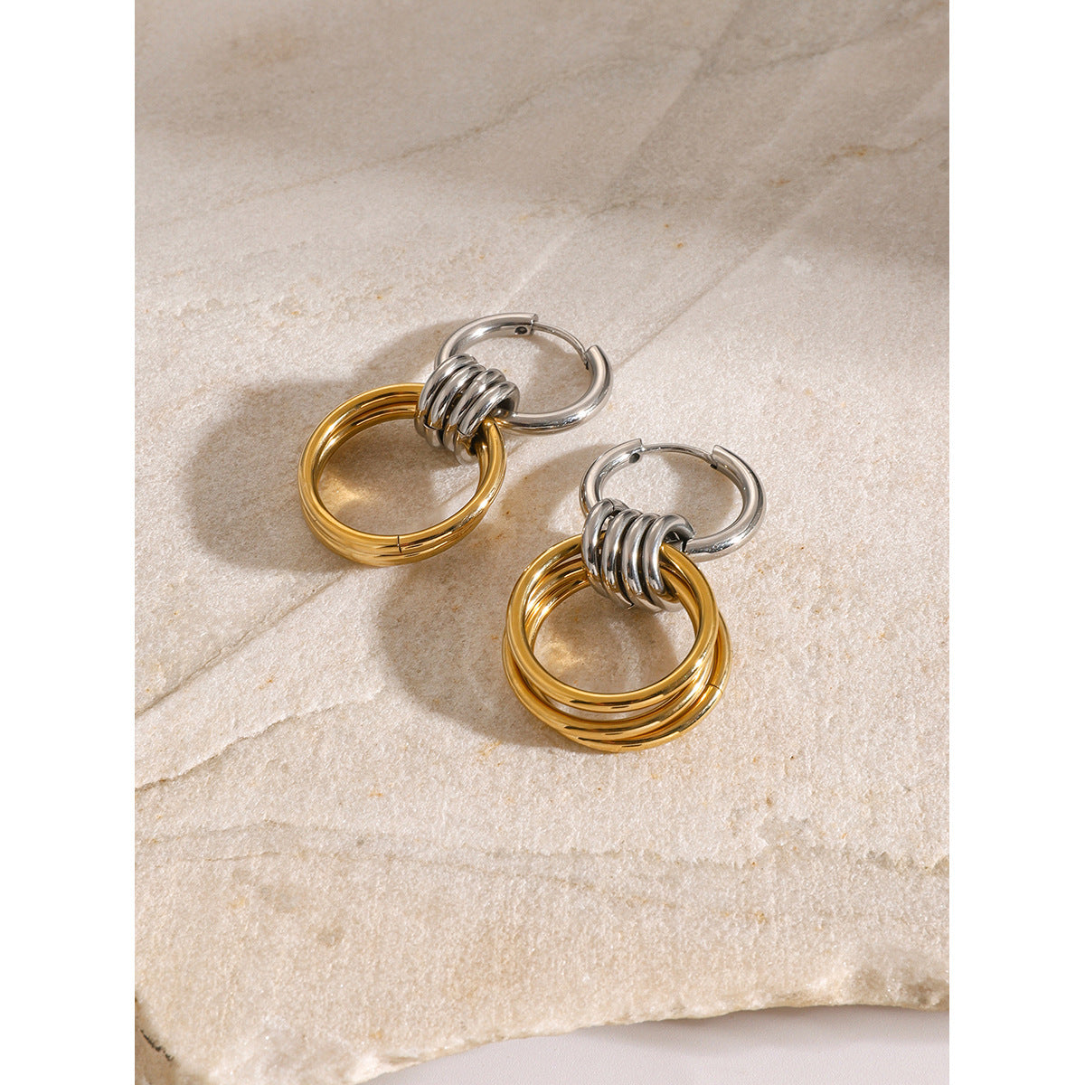 18K PVD Plated Two-Tone Hoop Earring