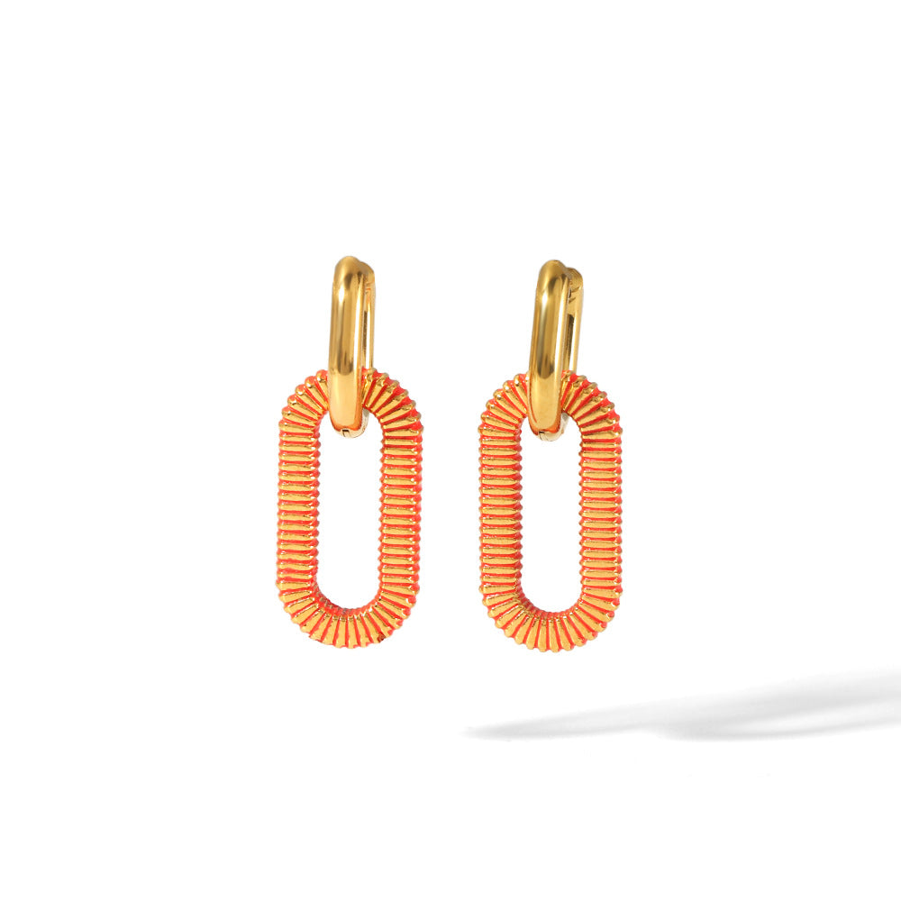 18K Gold Plated Oval Double Hoop