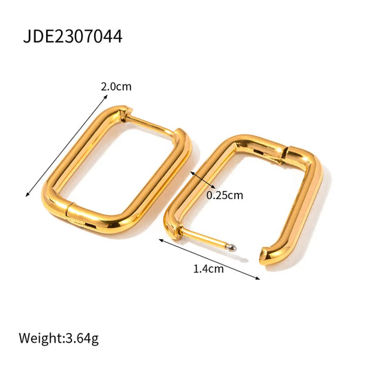 18K Gold Plated RECTENGULAR Hoop Earring