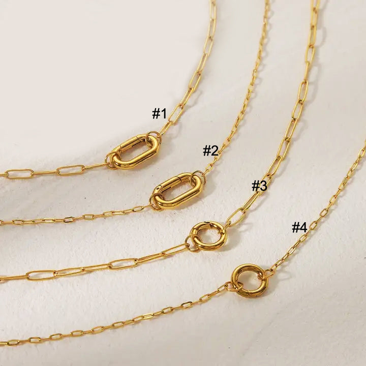 18K Gold Plated Buckle-Clasp Fine Paperclip Necklace