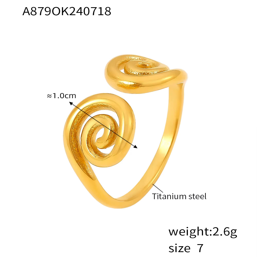 18K Gold Plated Double Spiral Open Ring (Adjustable)