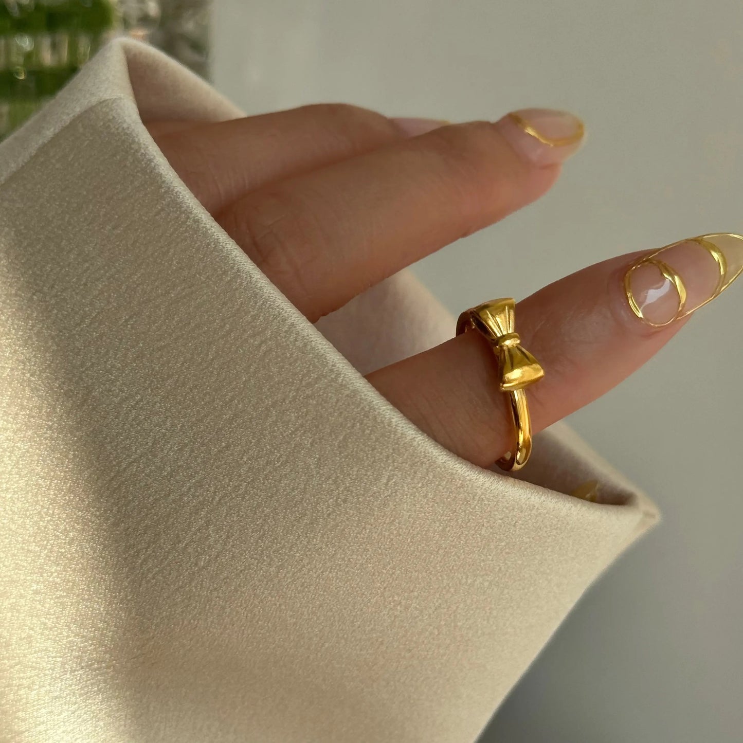 18K Gold Plate Minimalist Bow Ring