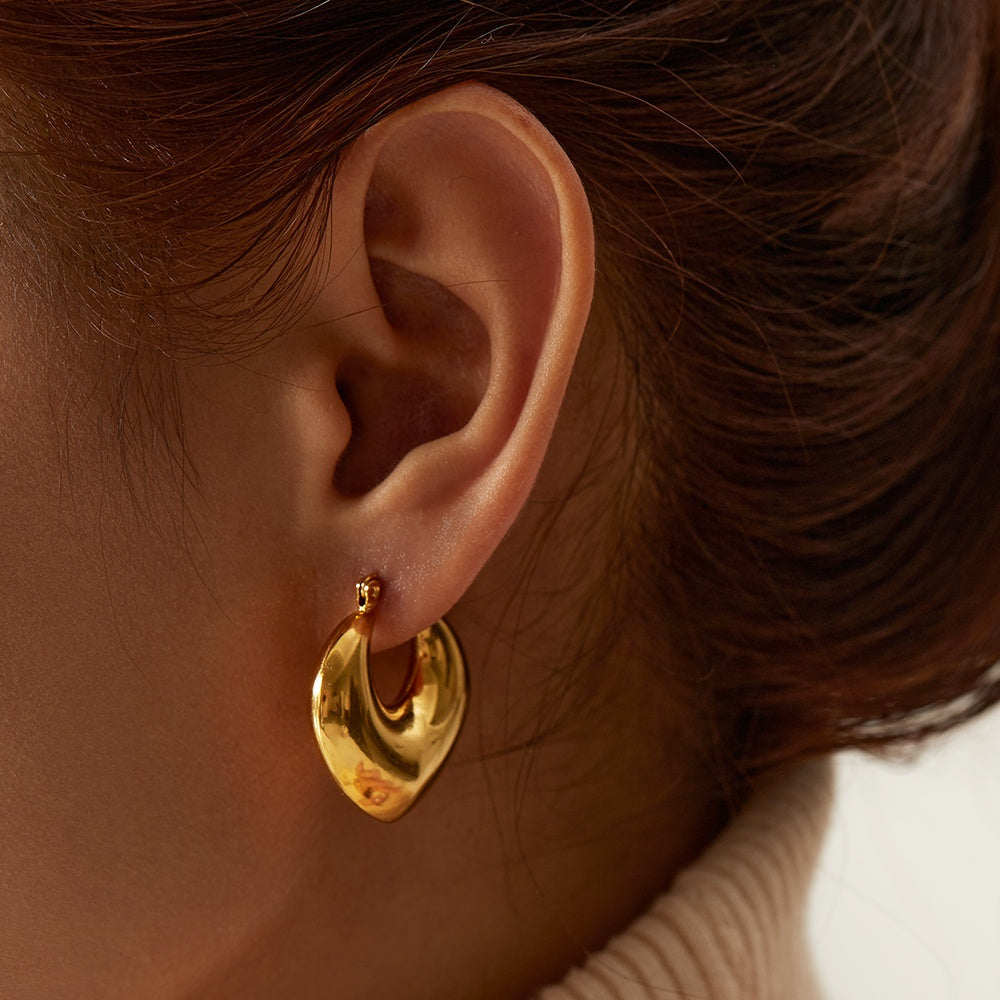 18k Gold Plated Chunky Hollowed Earrings (M)