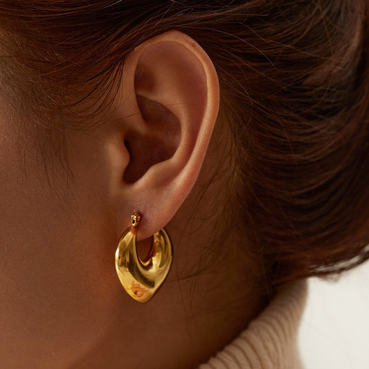 18k Gold Plated Chunky Hollowed Earrings (M)