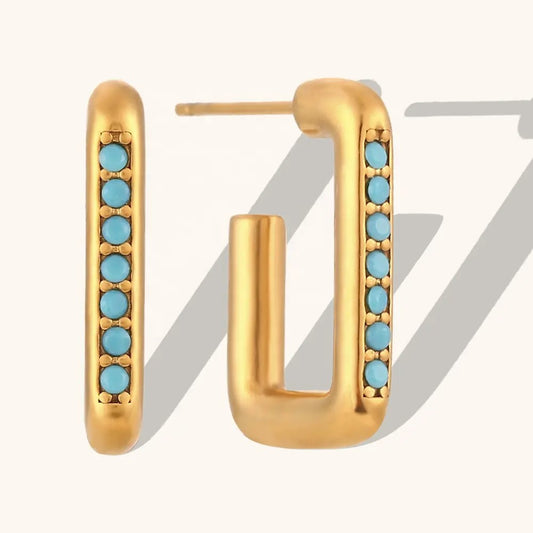 18K Gold Plated Turquoise Stone Earring