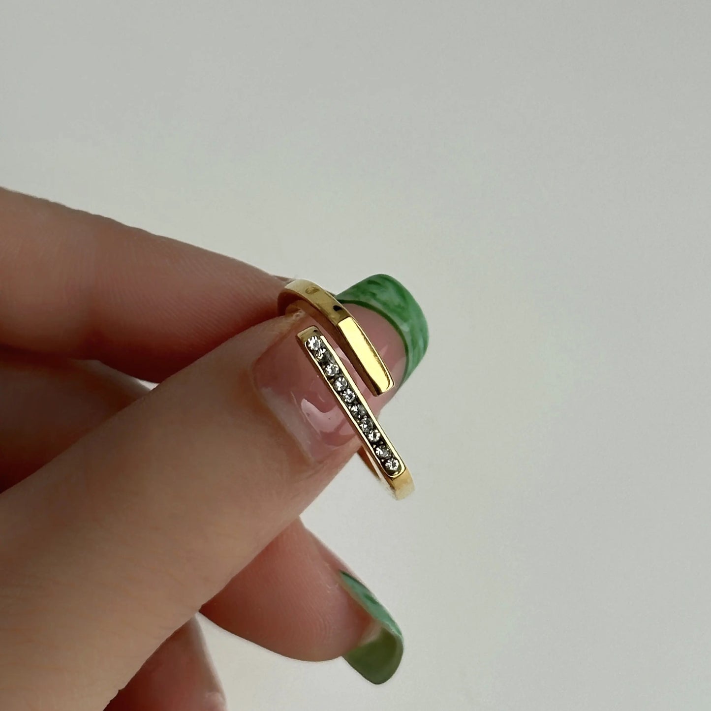 18K Gold Plated Geometric CZ Ring (Adjustable)