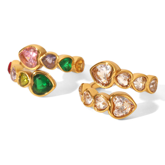 18K Zirconia Heart Open Ring