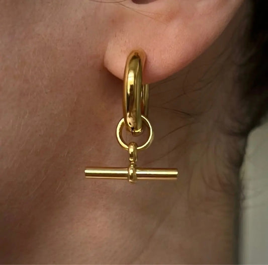 18K Gold Plated OT Huggie Earrings