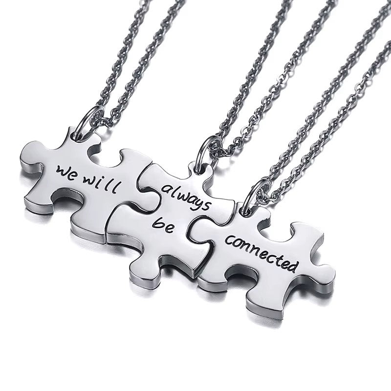 18KGP Puzzle Pendant Necklace (Set of 3)