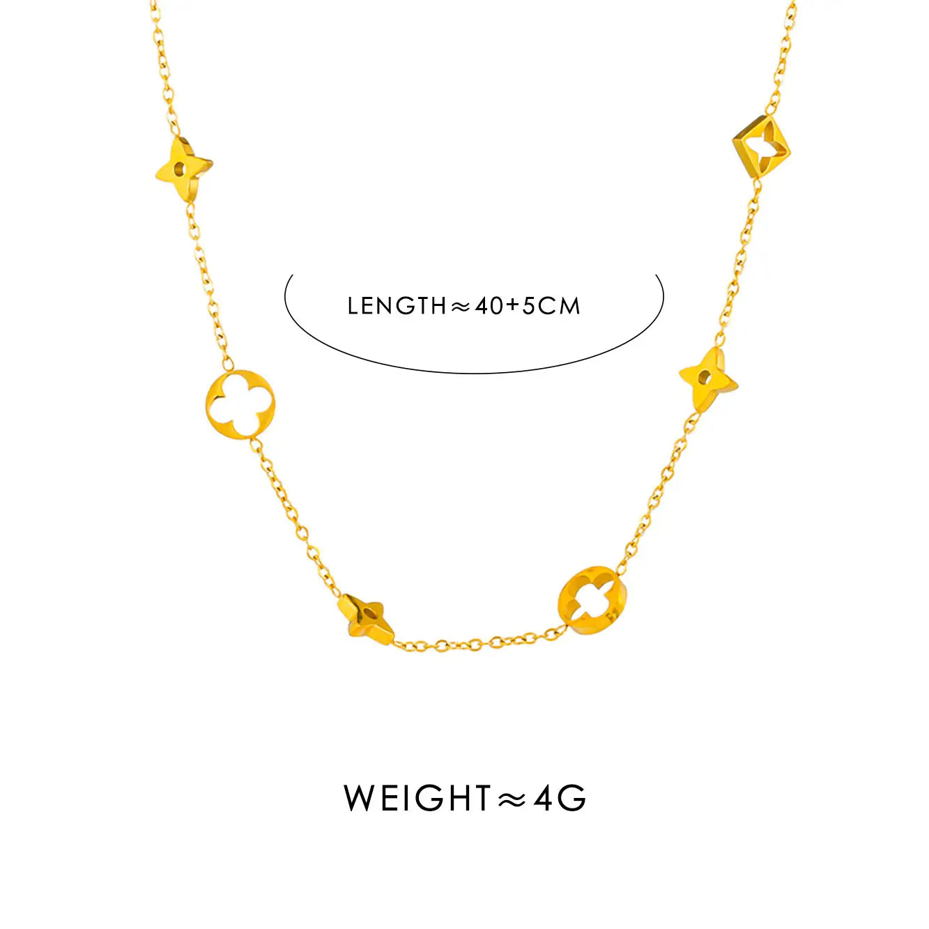 18KGP Hollow Four Leaf Link Necklace