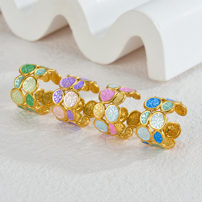 18K Gold Plated Enamel Circle Rings