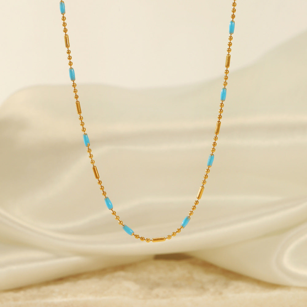 18K Gold Plated Turquoise Beaded Necklace