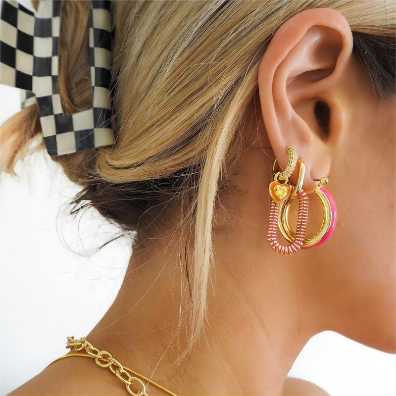 18K Gold Plated Oval Double Hoop