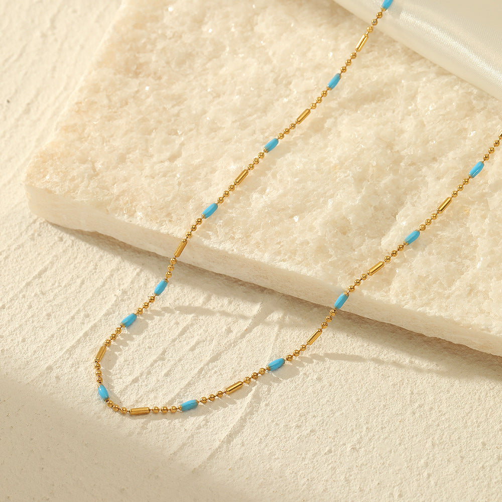 18K Gold Plated Turquoise Beaded Necklace