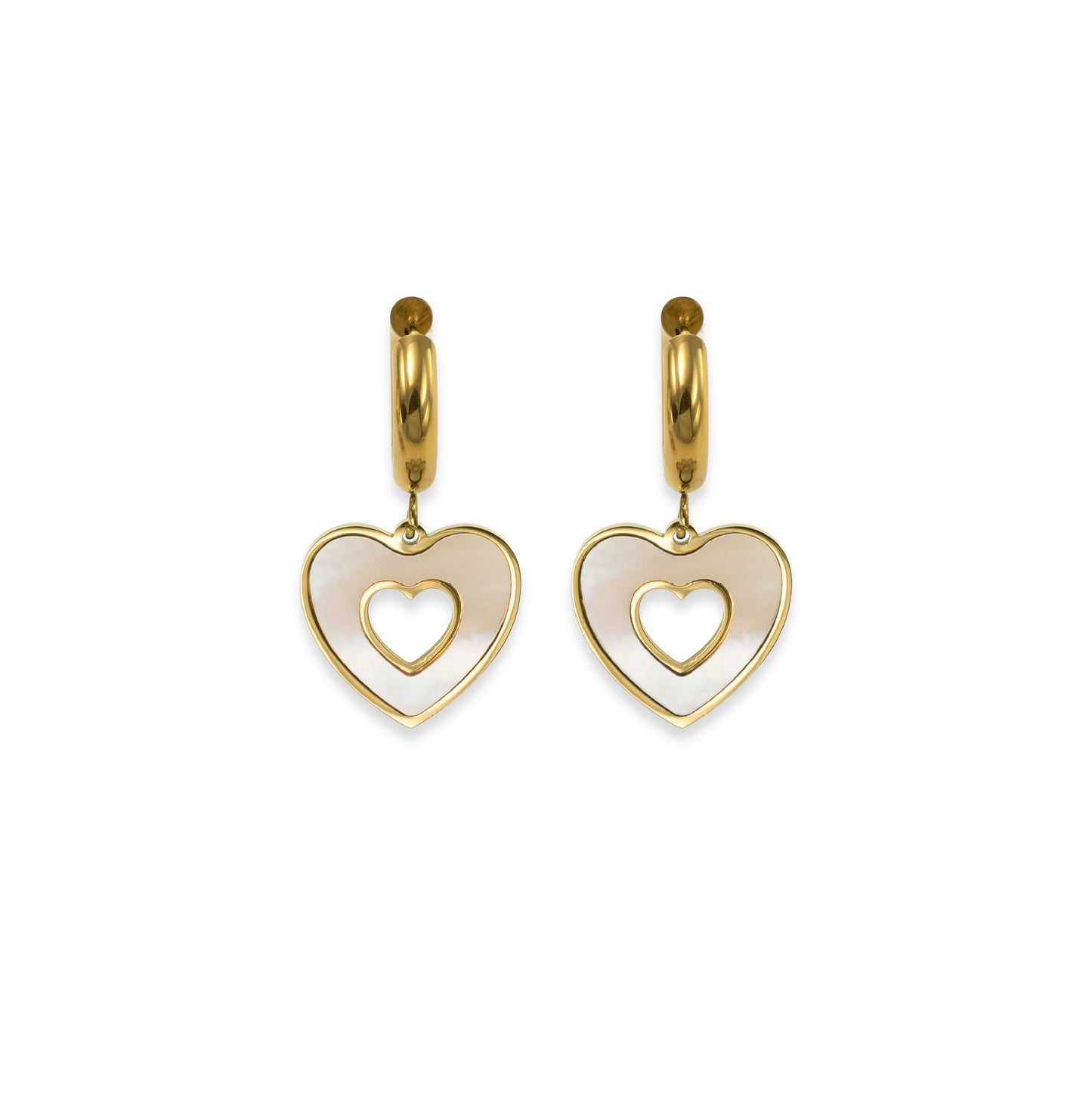 18K Gold Plated Shell Heart/Flower Pendant Earrings