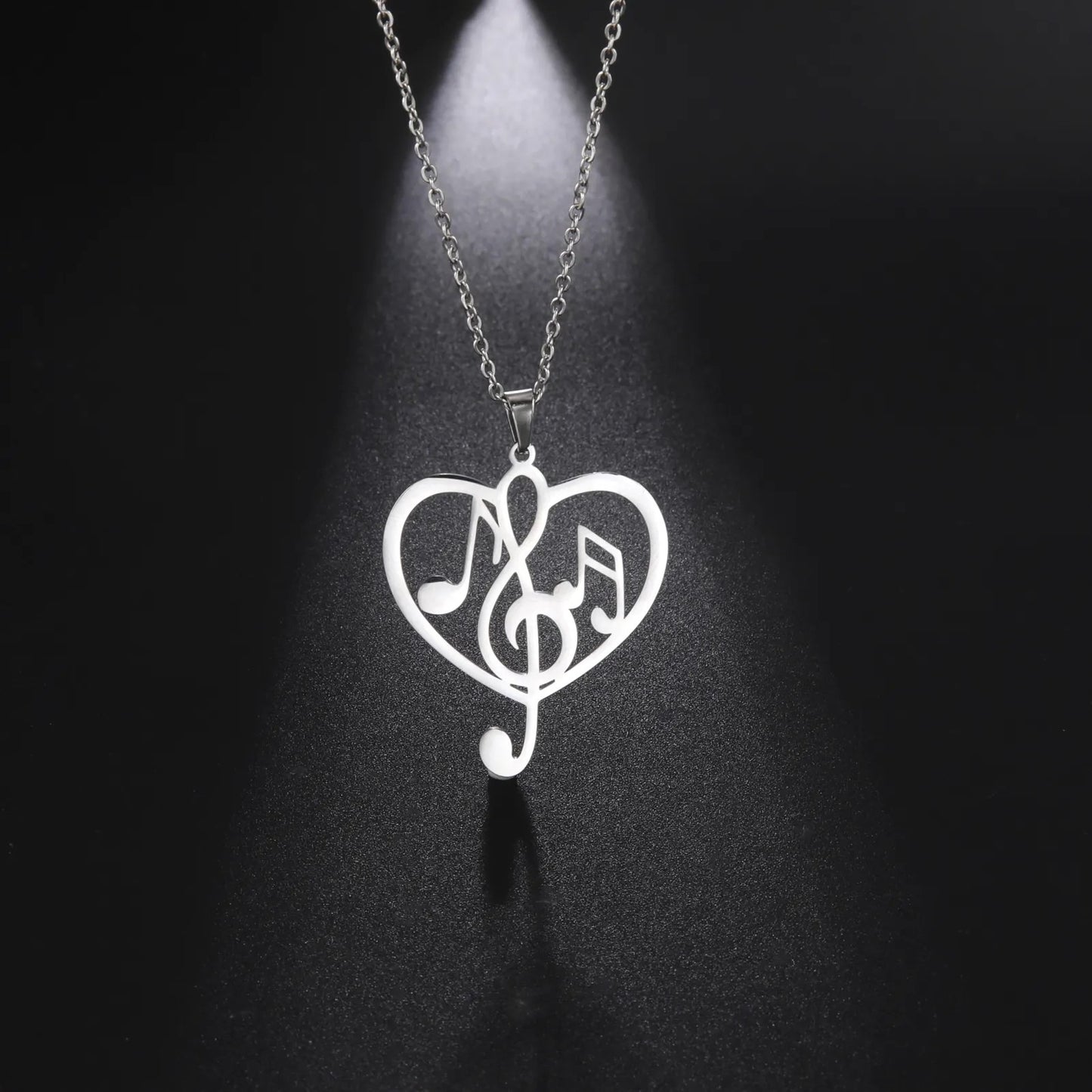 18K Gold Plated Music Heart Pendant Necklace