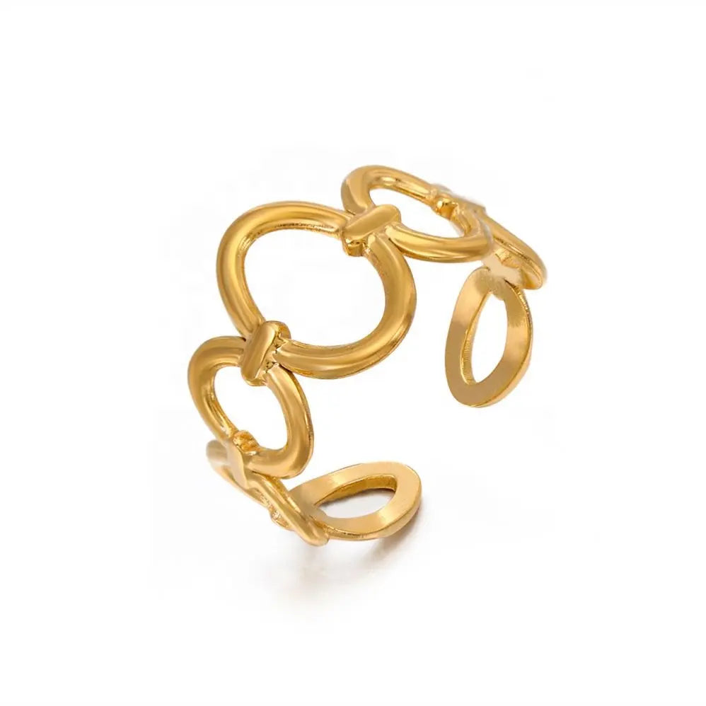 18K Gold Plated Oval Clasp Ring (Adjustable)
