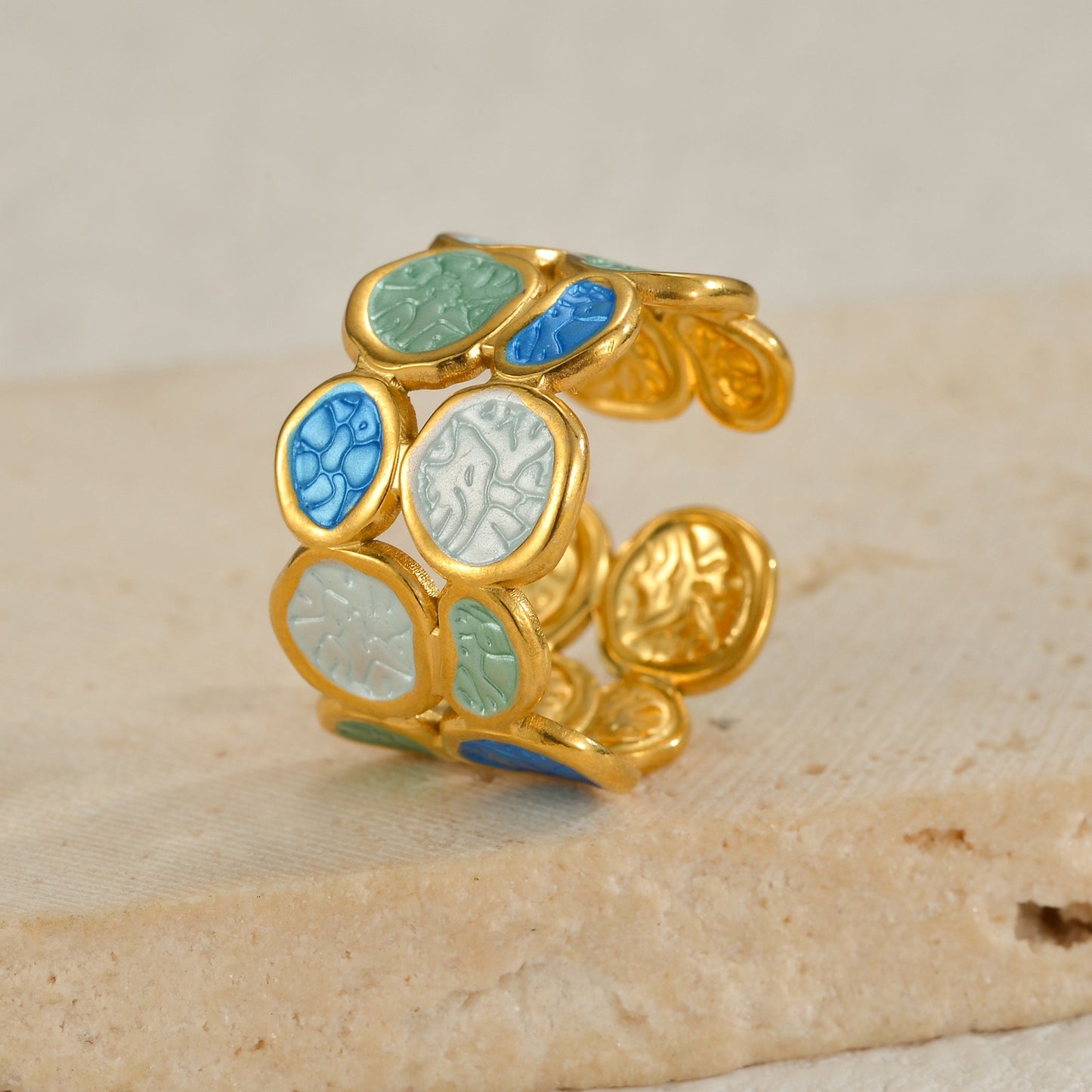 18K Gold Plated Enamel Circle Rings