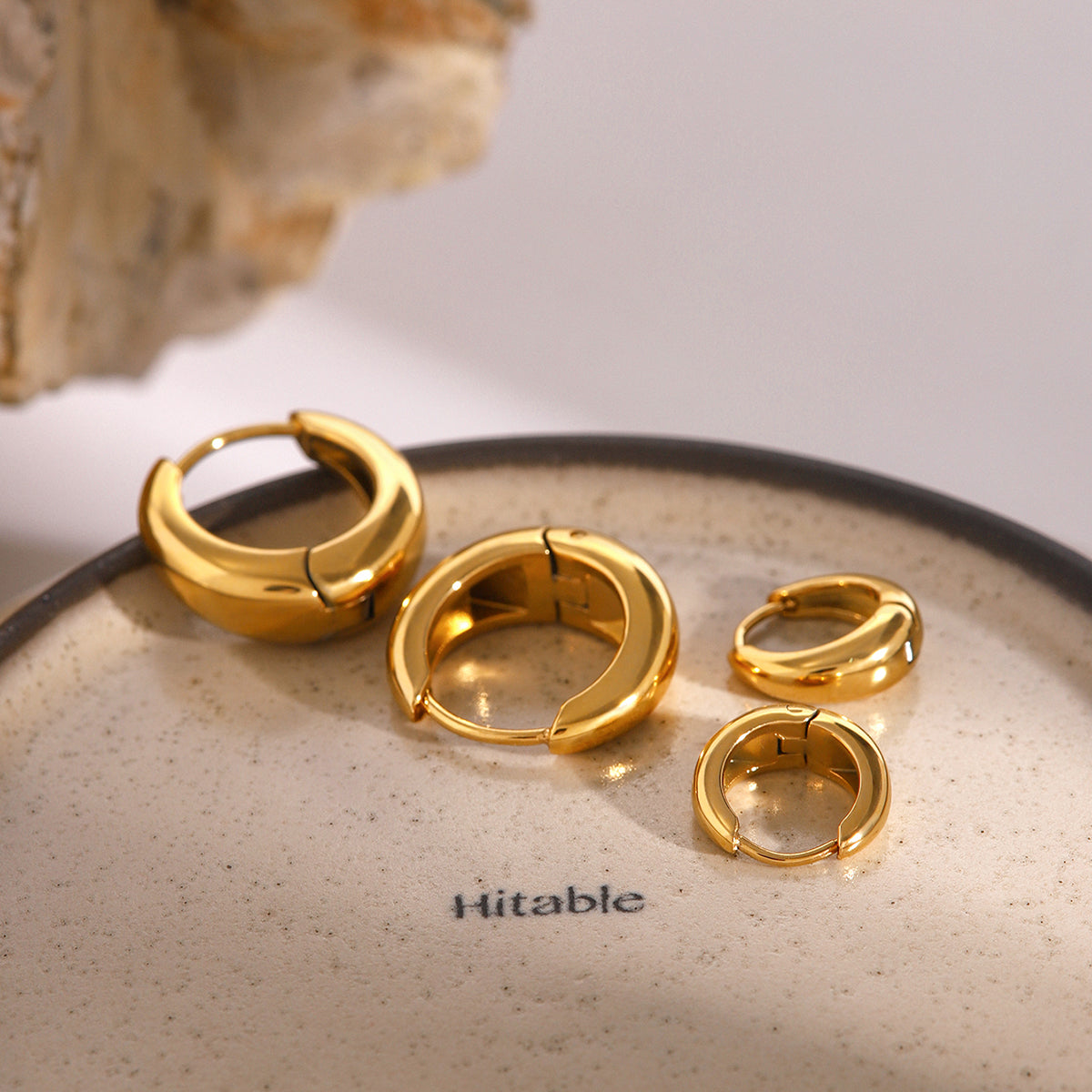 18K Gold Plated Geometric Huggie Hoop