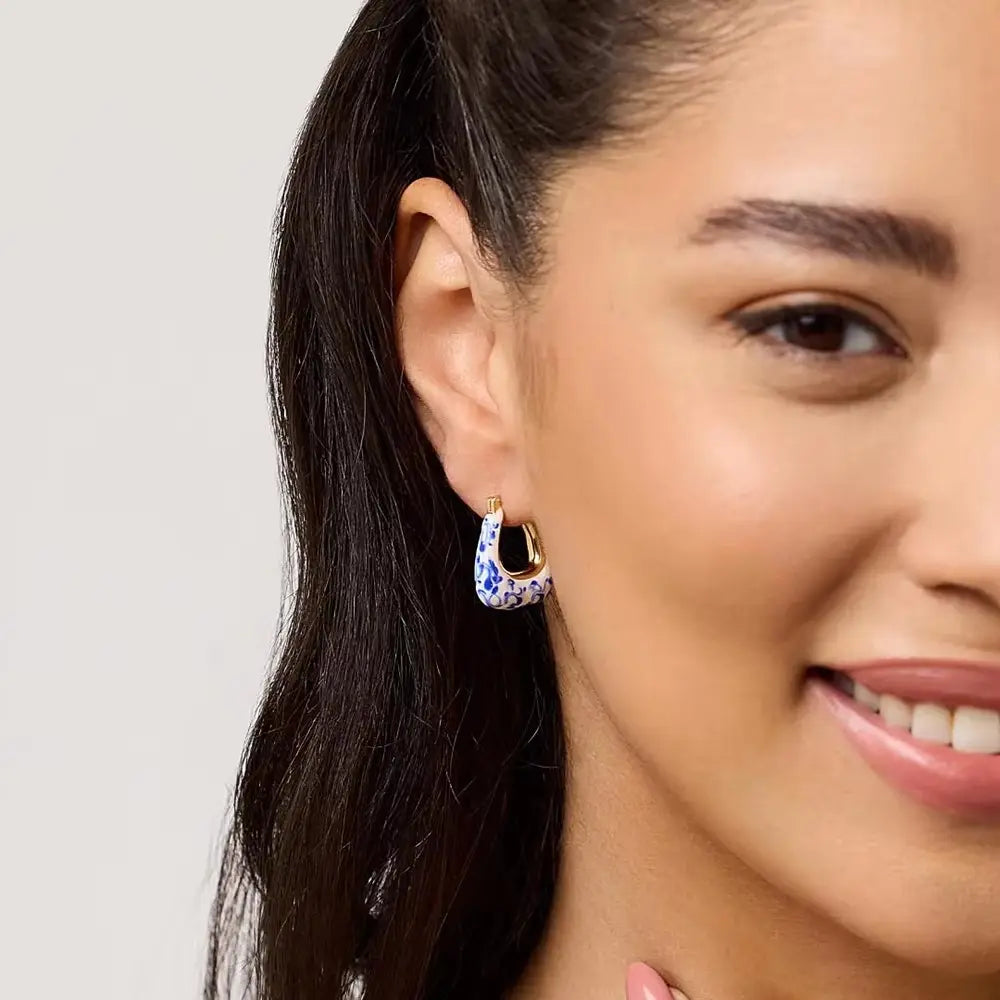 18K Gold Plated U-Shape Porcelain Earrings