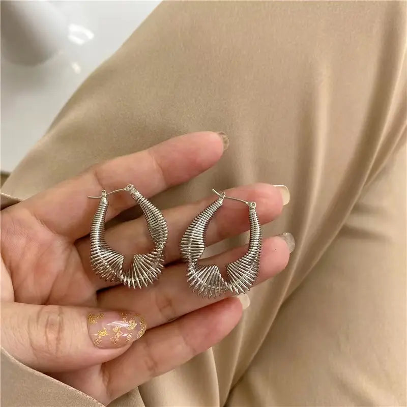 18K Gold Plated Retro Wired Hoop Earrings