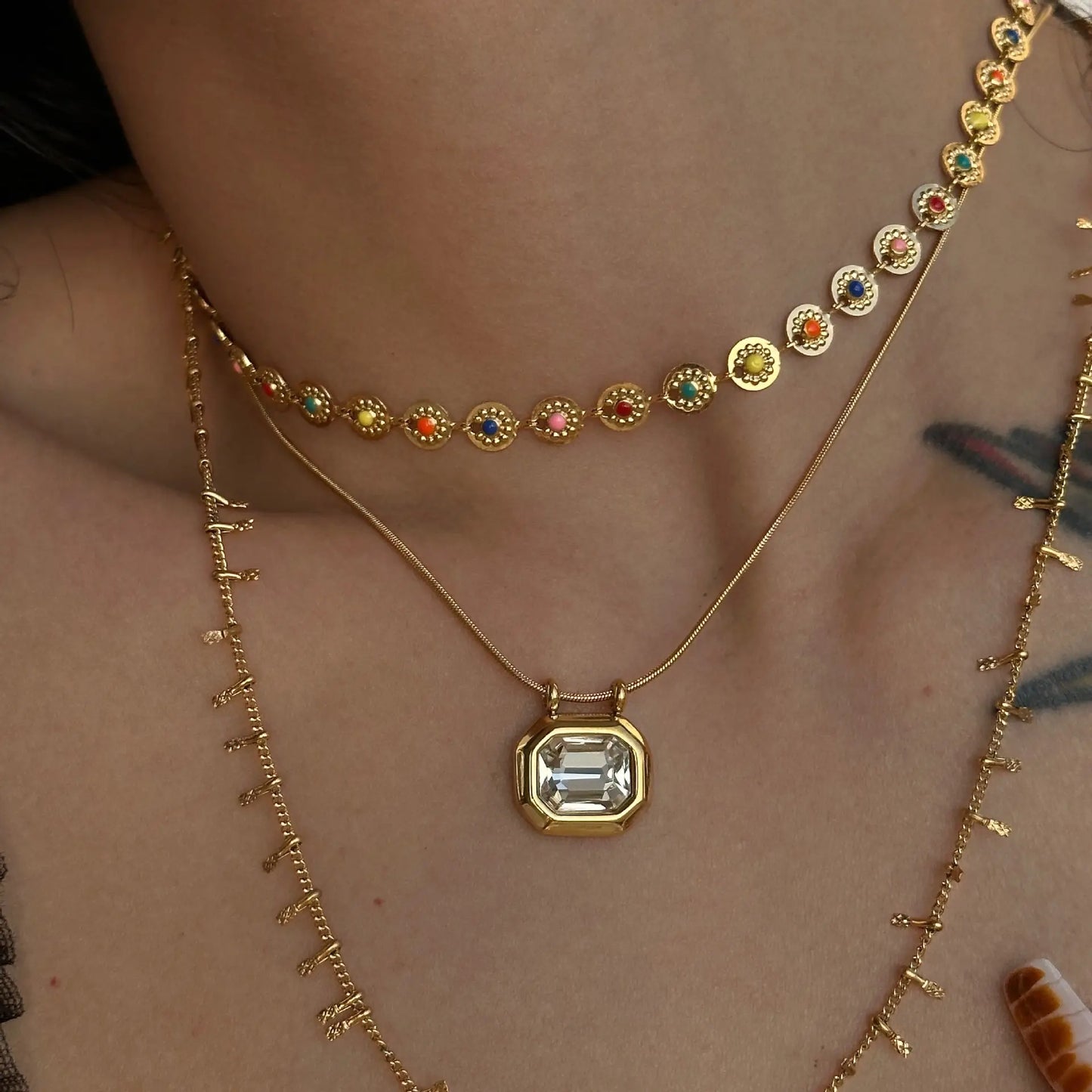 18K Gold Plated Colour Drip Sun Necklace