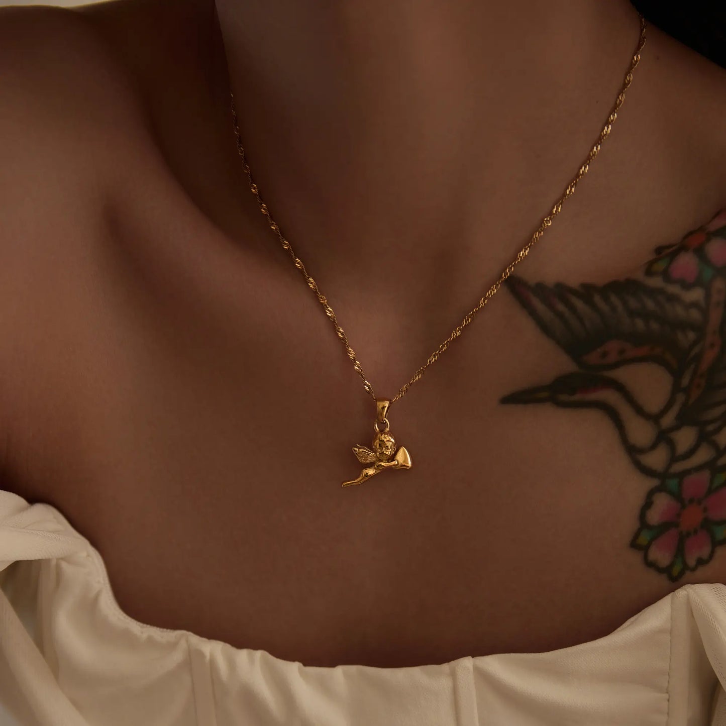 18KGP Cupid Angel Pendant Necklace
