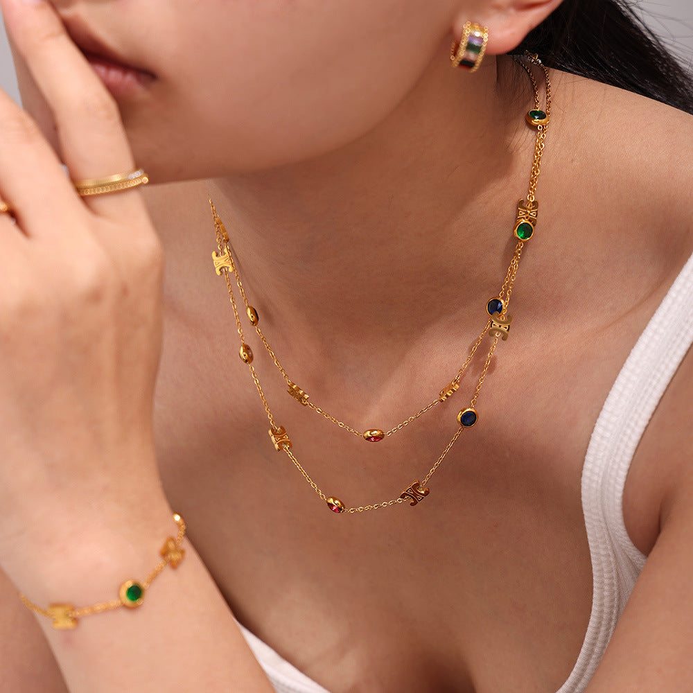 18K Gold Plated Double C Colour Necklace
