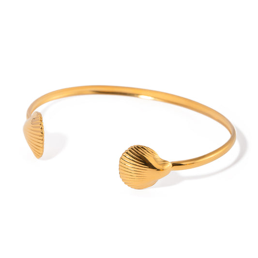 18K Gold Plated Scallop Shell Cuff Bangle