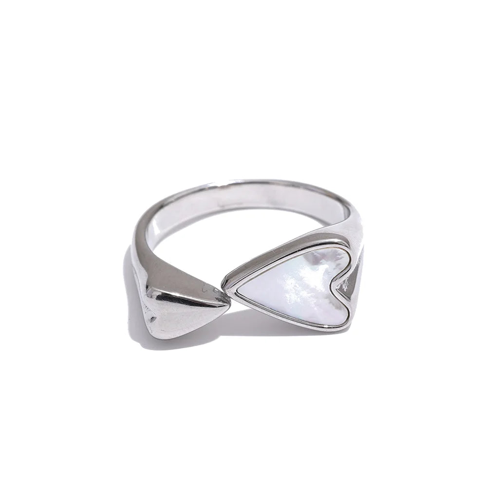 18K Gold Plated Shell Acrylic Heart Ring