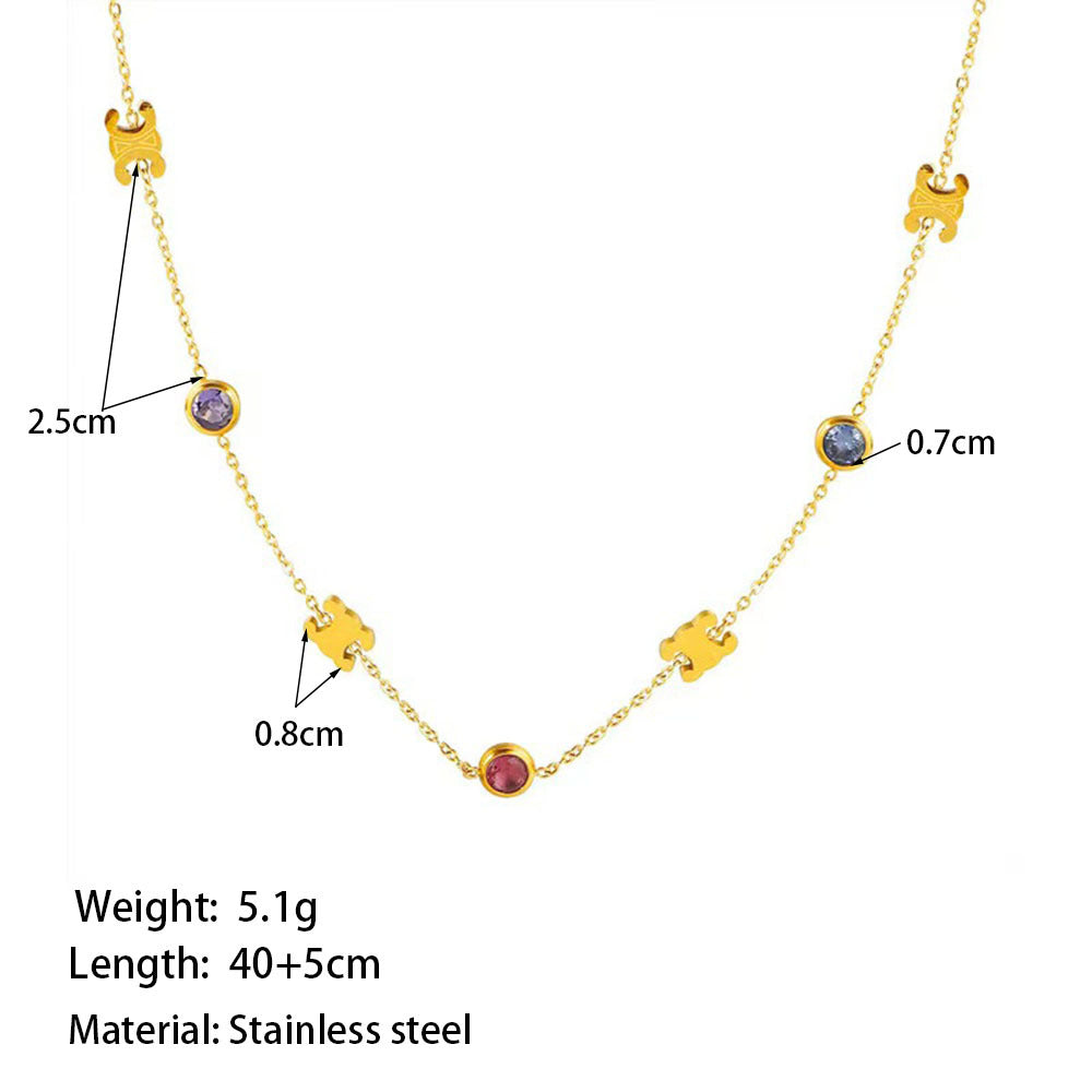 18K Gold Plated Double C Colour Necklace